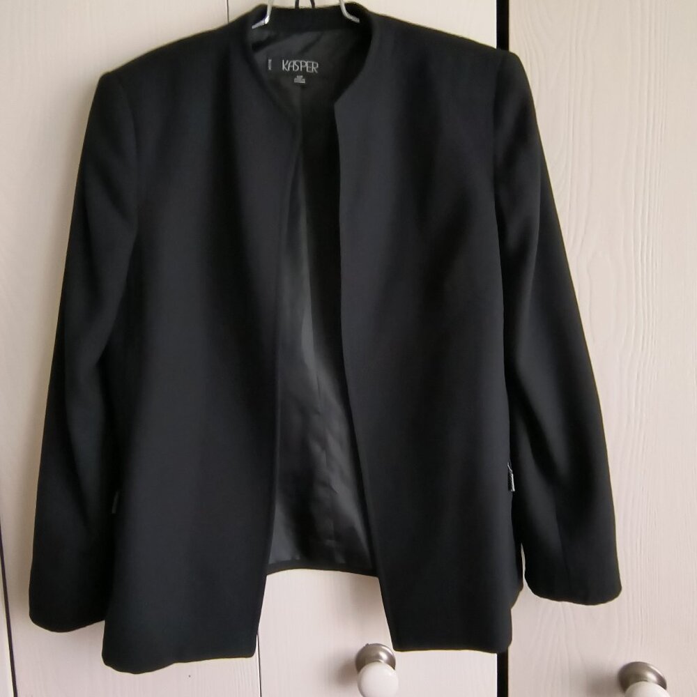 Kasper Black Open Front Jacket - Size 12P